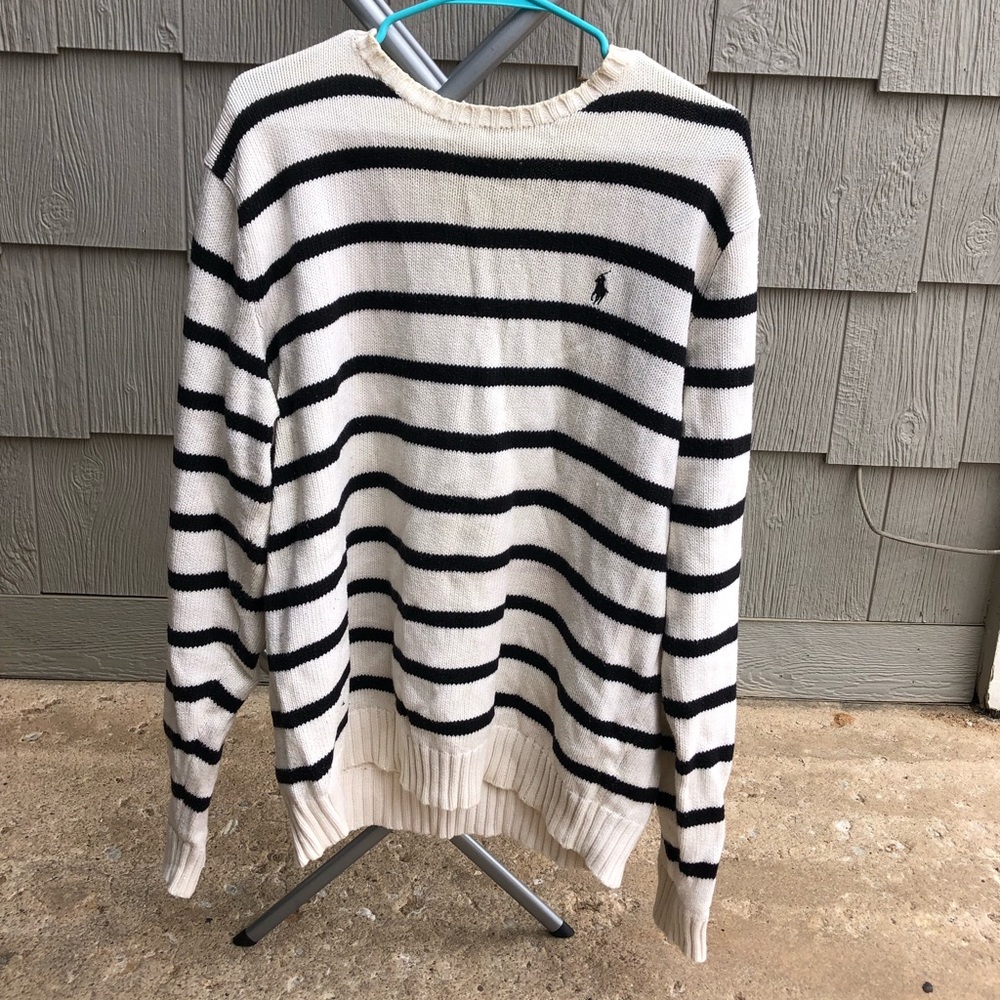 Striped Navy blue Ralph Lauren Polo unisex winter sweater
